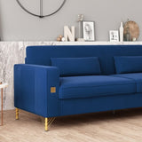 FX-P18-RBLuxury Velvet Sofa with Gold Accents - Modern 3-Seat Couch with Plush Cushions, W57649844
