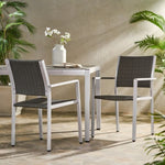 ZUN Cape Coral Outdoor Wicker Dining Chairs with Aluminum Frames, 2-Pcs Set, Grey 60449.00