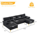 280*130*85 U-Shaped 4-Seat Linen Seat Frame Wooden Frame Back Iron Frame Golden Feet Indoor Modular 08465381
