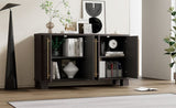 TREXM Wood Traditional Style Sideboard with Adjustable Shelves and Gold Handles for Kitchen, Dining N715P232696N
