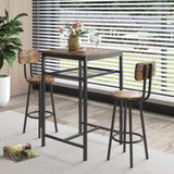 ZUN Bar table, equipped with 2 bar stools , with backrest and partition W57868881