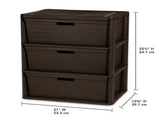 (2 pack) Wide 3 Drawer Tower, Plastic Storage Organizer with Removable Decorative Bins, Easy 72364963