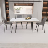 47"-63" extendable MDF modern table and chair set, suitable for 2-6 people, elegant white 22987108