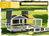 Gray 65" Spacious Wooden Rabbit Hutch Pet Playpen with Openable Roof Easy Access & Storage Box 44753661