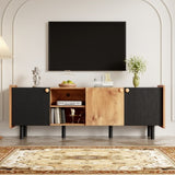 Mid Century TV Stand 3 Cabinets, Media Console Table for TVs up to 70'', Entertainment Center N710P180186P
