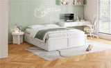 Wood Queen Size Platform Bed Frame with 6 Drawers, White N709P241723K