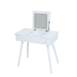 ZUN Vanity Desk Set with LED Lighted Mirror & Power Outlet, Flip Top Makeup Vanity Table with Drawers & W2837P197840