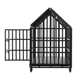 ZUN 52" Heavy Duty Dog Crate Large Dog cage Strong Metal Dog Kennels and Crates for Large Dogs with 4 W206137933