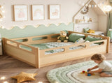 Full Size Floor Platform Bed with Full-length Guardrails, Low Profile Full Bed Frame, No Box Spring W1580P438793