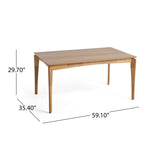 ZUN Dining Table, 6-Seater, Rubberwood with Walnut Veneer, Mid-Century, Natural Oak Finish 64676.00NOAK