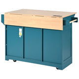 K&K 55.7'' Large Kitchen Island with 2 Drop Leaf,, Rolling Kitchen Cart on 5 Wheels with Power N707P186617E