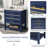 ZUN [Viedo]Modern 30inch Navy Blue/White Bathroom Vanity Cabinet Combo with Open
Storge, Two Drawers 72601890