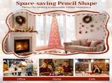 7ft Pink Pencil Christmas Tree, 527 Snow-Flocked Tips, 180 Warm White LEDs w/ 28282556