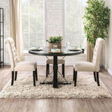 Classic Ivory Set of 2 Side Chairs Button Tufted Linen Like Fabric Solid wood Chair Upholstered B011104800