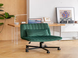 Green Velvet Criss Cross Armless Office Chair with Wheels - Versatile for Home Office, Meditation & W3394P329164