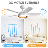 ZUN 42 Inch Ceiling Fans with LED Light 22W and Remote Control 6 Wind Speed Reversible DC Motor White W934P244412