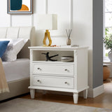 Open Space and 2 Drawers Dresser Nightstand with Charging Station, Farmhouse End Table with USB W1693P216932