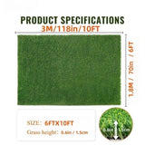 6ft x 10ft Premium Artificial Turf Mat with Drainage Holes. Thick Fake Grass with Rubber Backing, W3280P296541