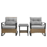 ZUN 3pcs rocking rattan set wholesale leisure chair outdoor rattan rocking chair set grey W640134152