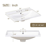 ZUN 24" Bathroom Vanity Top Only, White Basin, 3-Faucet Holes, 4" Faucet Available, Ceramic WF287736AAK