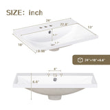 24" Bathroom Vanity Top Only, White Basin, 3-Faucet Holes, 4" Faucet Available, Ceramic WF287736AAK