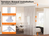 Drill-Free L-Shaped Room Divider Curtain Rod, Adjustable 28"-142"W x 4-10 ft H Heavy-Duty Partition 03193391