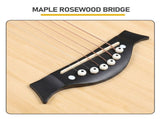 38 Inch Acoustic Guitar for Beginners, JF Body Shape, Basswood Folk Guitar in Natural Wood Color, 02541894