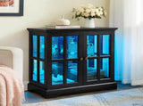 LED Curio Display Cabinet, Antique Display Cabinet with Adjustable Shelves, Retro Design Quality 02623610