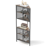 ZUN 5-Tier Shelves with Metal Mesh Door, Bookcase Storage Shelf Corner Shelf for Small Space, Living W2167P182341