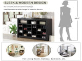 ON-TREND Sleek Design 24 Shoe Cubby Console, Modern Shoe Cabinet with Curved Base, Versatile WF309308AAB