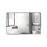 36x30inch Glossy Brushed Silver Rounded Corner Rectangle Wall Mirror For Bathroom Metal Frame Wall W2091126974