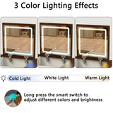 Vanity Desk with Dimmable LED Light with 10 Drawers, Makeup Table with Flip Up Mirror for 99072557