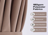 10 ft Patio Umbrella for Table, Outdoor Sun Umbrella with 32 LED Solar Lights, Khaki 64110166