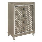 Glamorous Champagne Finish 1pc Chest of 4 Drawers Acrylic Feet Luxury Bedroom Furniture Beveled B011P172674