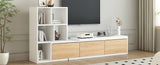 ZUN ON-TREND 74.8''-126'' Extendable TV Stand with 3 Tier Bookshelves for TVs up to 110'', Adjustable WF531669AAK