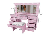 Macaron powder, particleboard with textured melamine finish, 9-drawer dressing table set, includes 24302535
