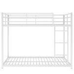 ZUN Full over Full Metal Bunk Bed, Low Bunk Bed with Ladder, White 79521466