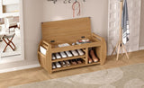 ZUN TREXM Retro Multifunctional Storage Bench with Cushion and Curved Side Panel for Entrance and Living N715P194061D