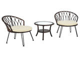 Outdoor Leisure Set, 2 Rattan Single Chairs with A Glass Round Table, Perfectly Suited for N711P256422K