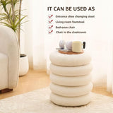 ZUN Round Storage Ottoman, Modern Sherpa Footstool, Teddy Vanity Stool with Flip-Top Tray, Makeup Chair 27262878