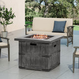 ZUN Outdoor Patio 24.5" H x 30" W Square Gas Burning Concrete Fire Pit - 40, 000 BTU, Fire Pit Table 69895128