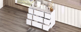 Elegant Modern Dresser with Metal Handle,Mirrored Storage Cabinet with 6 Drawers for Bedroom,Living WF319354AAK