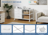 Rolling File Cabinet with Adjustable Shelf 3 Fabric Drawers Lockable Wheels, White 66477705