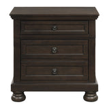 Transitional Design Nightstand Grayish Brown Finish Two Dovetail Drawers Bun Feet Wooden Furniture B01146216