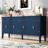 U_STYLE Four-Door Sideboard with Geometric Line Patterns and Vintage Metal Handles for Timeless N711P178748V