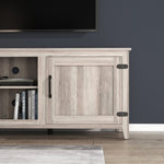 ZUN TV Stand Storage Media Console Entertainment Center With Two Doors, Grey Walnut; with fireplace W881P245532