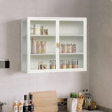 27.56"Glass Doors Modern Two-door Wall Cabinet with Featuring Three-tier Storage for Entryway Living W757119328