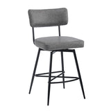 ZUN 26''Retro Swivel Counter Stools Set of 2,Grey Counter Stools with iron Frame,PU Sponge N780P199991G