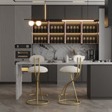 Round Bar Stool Armless Velvet Barstools with Back Set of 2 Upholstered Counter Chair for Dining W1757P167860