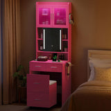 Barbie pink, pockmarked particleboard with triamcinol coating, 3 drawers, 2 doors, 1 LED 3-tone 68755063